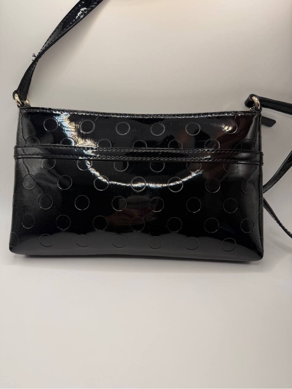 Kate Spade Camellia Street Amy Black Patent Crossbody Bag – Embossed Polka Dot - Picture 3 of 8